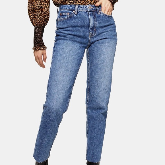 (SOLD) Topshop Mid Blue Straight Jeans - Picture 3 of 4